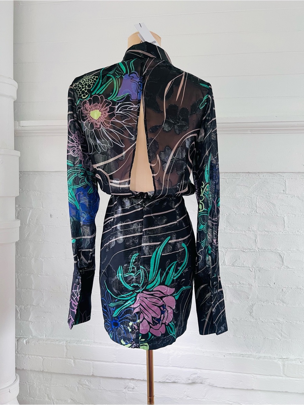 Sabina Musayev Abby Mini Dress Black Floral Metallic Size XS New With Tags - Picture 9 of 17